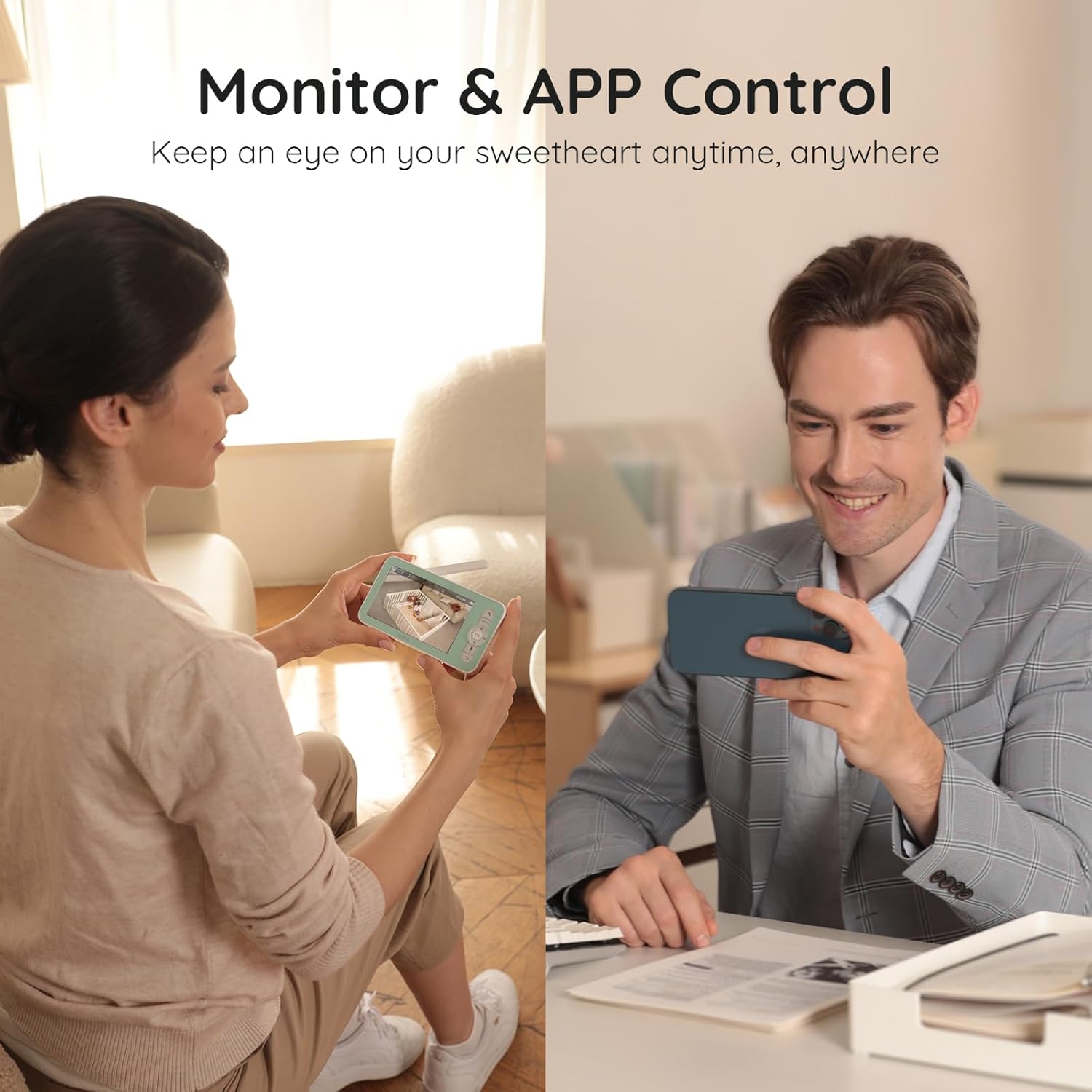 Boifun baby monitor with two-way control using monitor and app