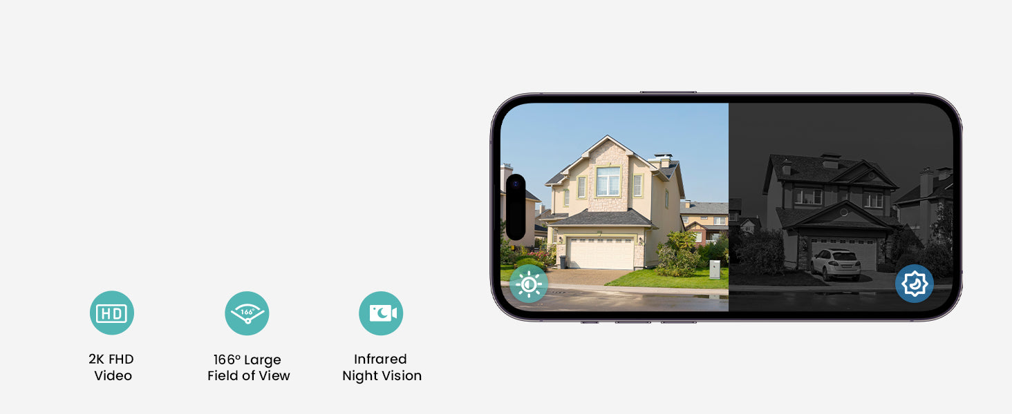 Boifun Wireless Video Doorbell - 166° wide field of view, 2K picture quality and infrared night vision function