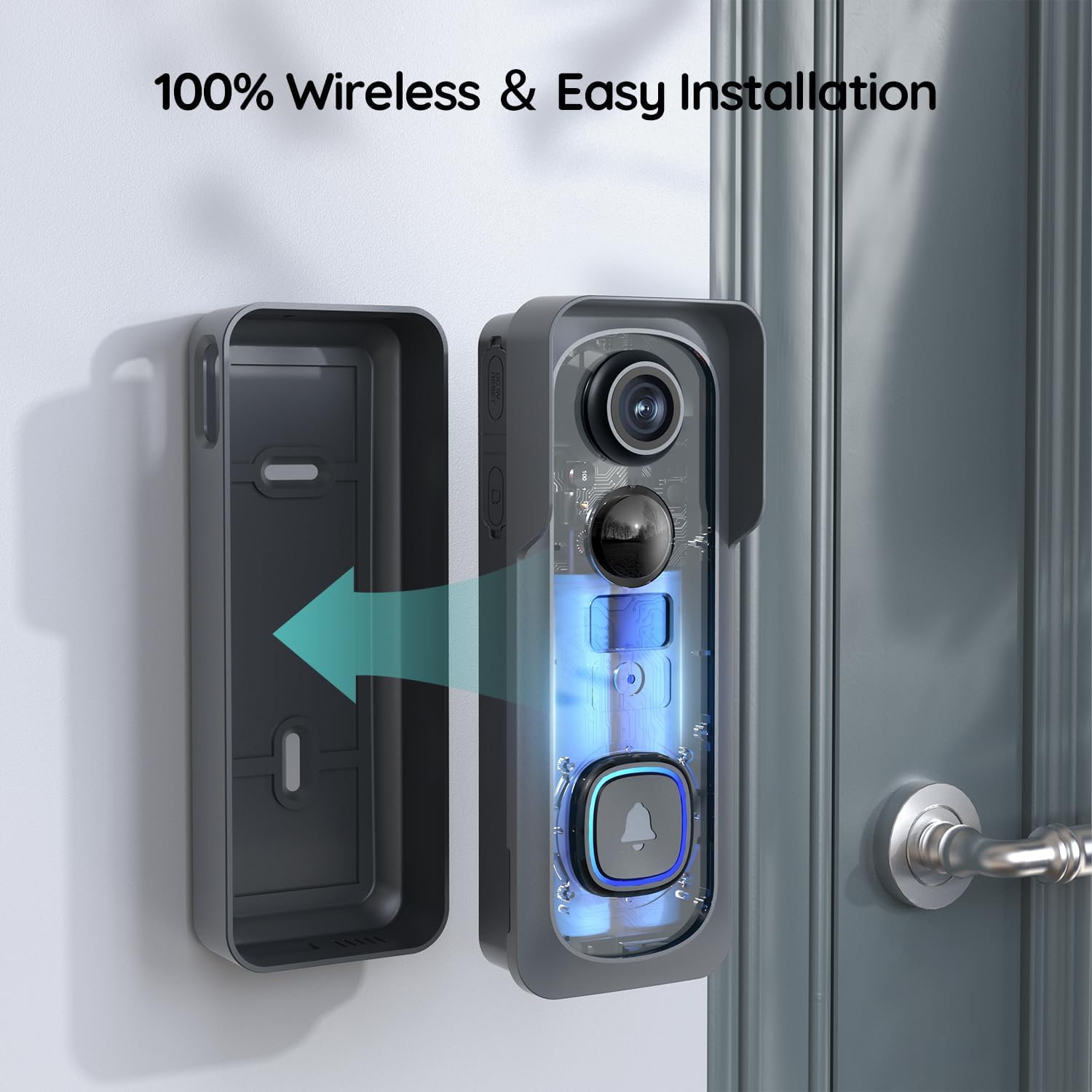 Wireless smart doorbell – easy installation & motion alerts