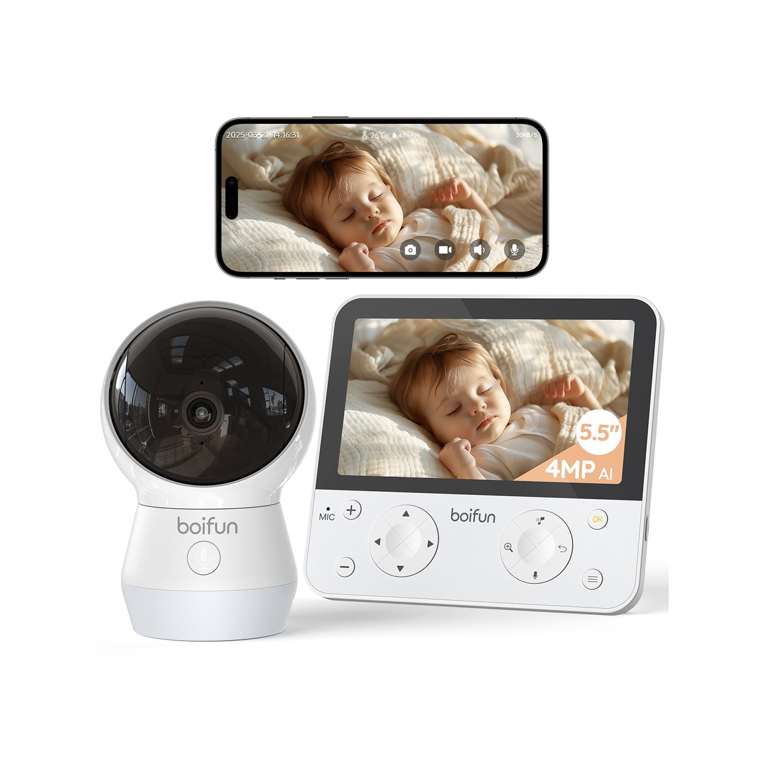 BOIFUN Baby Monitor 4TM With Face Covering Detection（Pre-Sale）