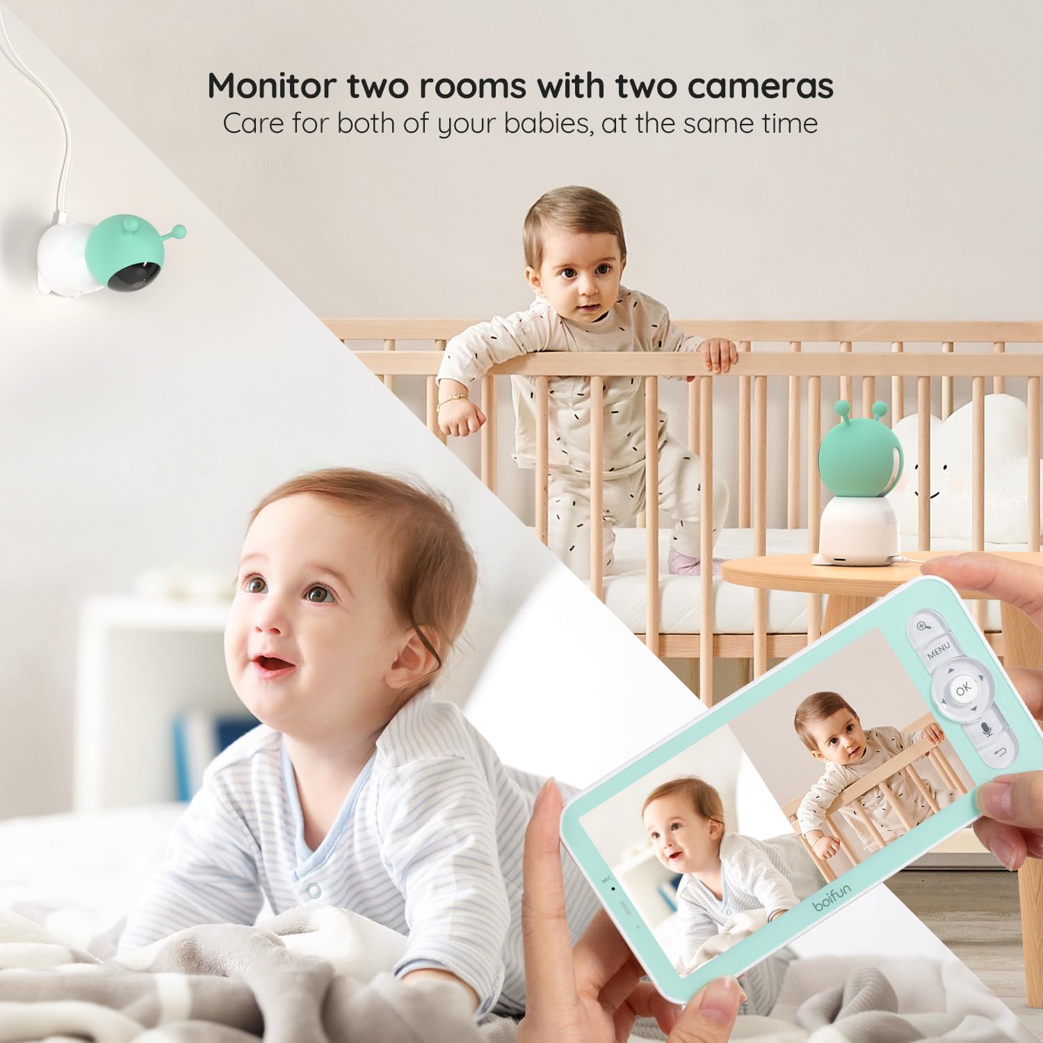 Split-screen baby monitor – perfect for twins & multiple kids