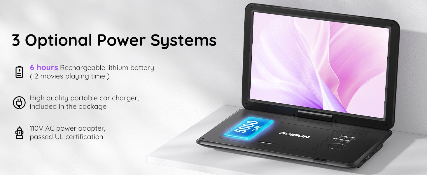 BOIFUN 15.6 Inch Portable DVD Player BFN-161 with Anti-Shock