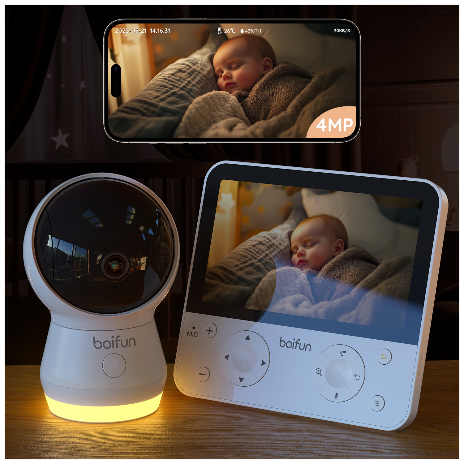 BOIFUN Baby Monitor 4TM With Face Covering Detection（Pre-Sale）